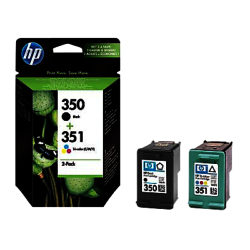 HP 350 Black and 351 Colour Inkjet Cartridges, Pack of 2, SD412EE